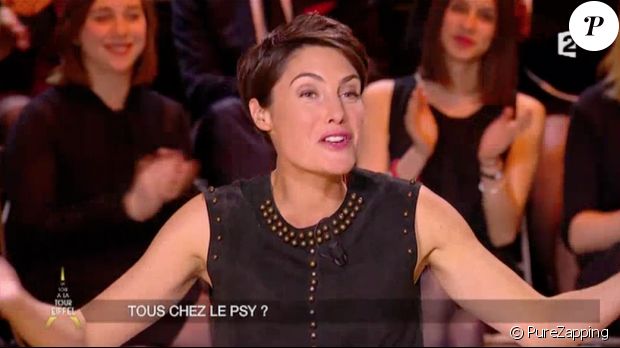 Alessandra Sublet dévoile malgré elle ne pas faire autant l&#039;amour qu&#039;Ary Abittan - Emission Un soir à la tour Eiffel, sur France 2, le 8 avril 2015.