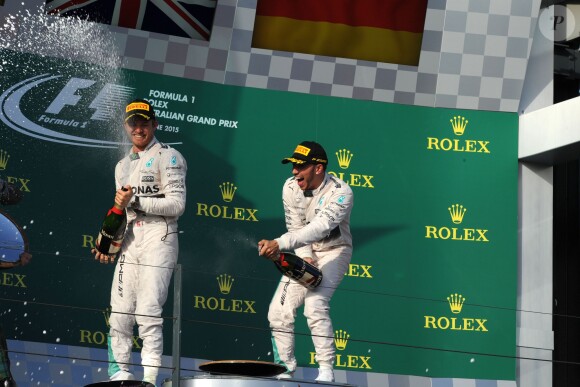 Lewis Hamilton et Nico Rosberg lors du Grand Prix d'Australie, le 15 mars 2015 à Melbourne