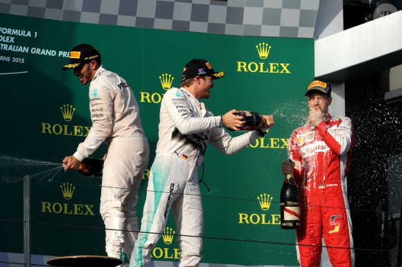 Lewis Hamilton, Nico Rosberg et Sebastian Vettel lors du Grand Prix d'Australie à Melbourne, le 15 mars 2015