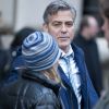 George Clooney et Jodie Foster sur le tournage de Money Monster à Wall Street, New York, le 11 avril 2015.