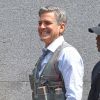 George Clooney sur le tournage de Money Monster à Wall Street, New York, le 11 avril 2015.