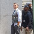  George Clooney sur le tournage de Money Monster &agrave; Wall Street, New York, le 11 avril 2015. 