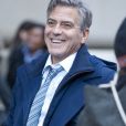  George Clooney relax sur le tournage de son prochain film, Money Monster, &agrave; Wall Street, New York le 11 avril 2015. 