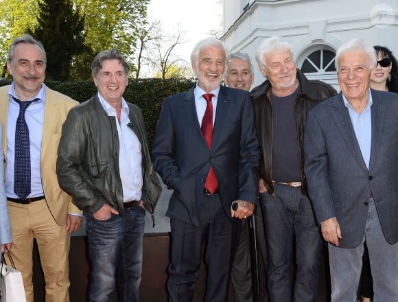 Antoine Duléry, Daniel Auteuil, Jean-Paul Belmondo, Hugues Aufray et Guy Bedos - Soirée du cinquième anniversaire du musée Paul Belmondo à Boulogne-Billancourt le 13 avril 2015. 