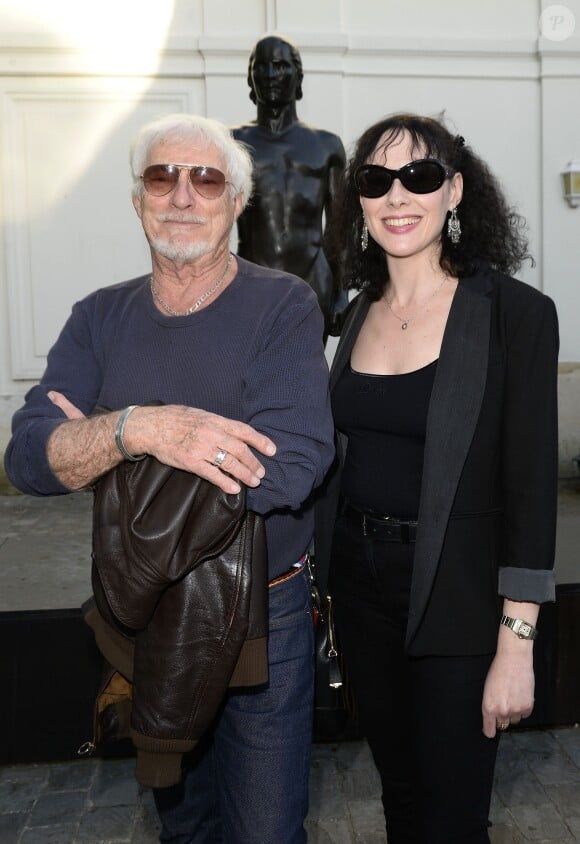 Hugues Aufray et sa compagne Muriel - Soirée du cinquième anniversaire du musée Paul Belmondo à Boulogne-Billancourt le 13 avril 2015. 