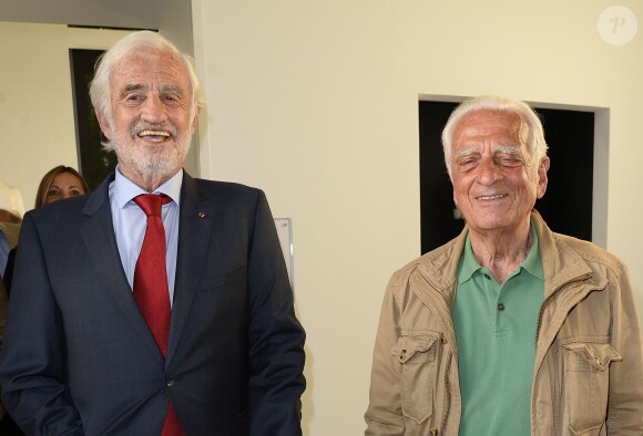 Jean-Paul Belmondo et son frère Alain Belmondo - Soirée du cinquième anniversaire du musée Paul Belmondo à Boulogne-Billancourt le 13 avril 2015.