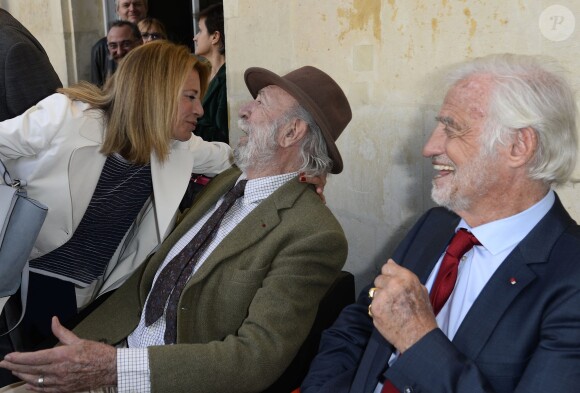 Nicole Calfan, Jean-Pierre Marielle et Jean-Paul Belmondo - Soirée du cinquième anniversaire du musée Paul Belmondo à Boulogne-Billancourt le 13 avril 2015. 