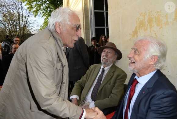 Gerard Darmon, Jean-Pierre Marielle et Jean-Paul Belmondo - Soirée du cinquième anniversaire du musée Paul Belmondo à Boulogne-Billancourt le 13 avril 2015.