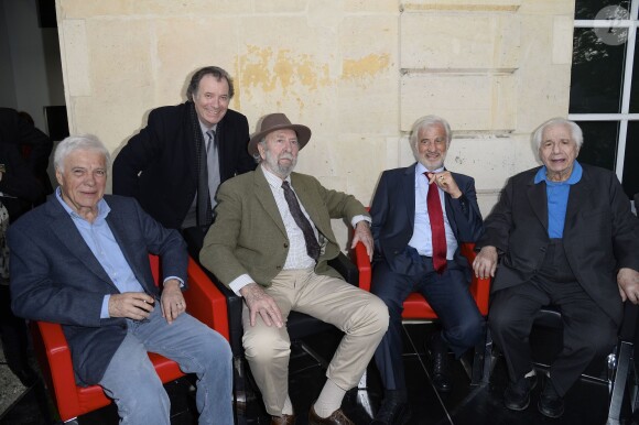 Guy Bedos, Daniel Russo, Jean-Pierre Marielle, Jean-Paul Belmondo et Michel Galabru - Soirée du cinquième anniversaire du musée Paul Belmondo à Boulogne-Billancourt le 13 avril 2015. 