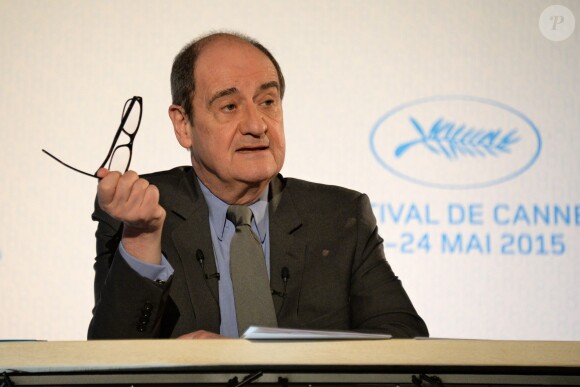 Le président Pierre Lescure lors de la conférence de presse pour dévoiler la Sélection officielle du 68e Festival de Cannes à Paris le 16 avril 2015.