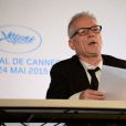 Le délégué général Thierry Frémaux lors de la conférence de presse pour dévoiler la Sélection officielle du 68e Festival de Cannes à Paris le 16 avril 2015.