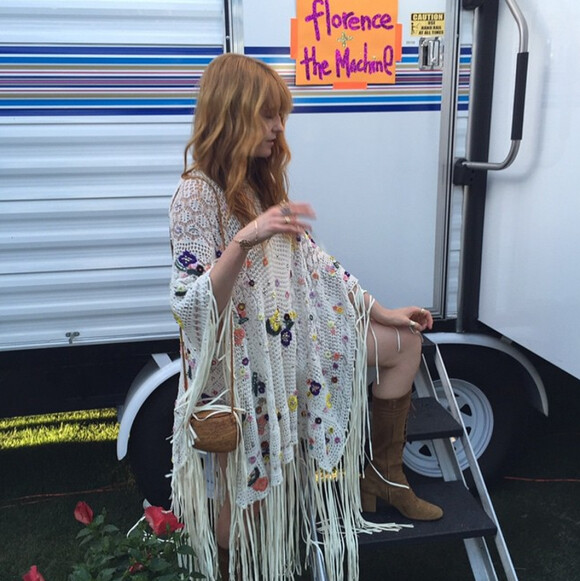 Florence Welch chanteuse groupe Florence + the Machine au festvial Coachella en Californie, avril 2015.