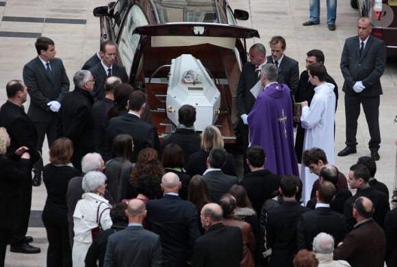 Les obsèques de Camille Muffat en l'église Saint Jean-Baptiste-Le Vœu à Nice, le 25 mars 2015