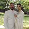 Le prince Rahim Aga Khan et la princesse Salwa (née Kendra Spears) photographiés à l'occasion de leur mariage célébré le 31 août 2013 au château de Bellerive, à Genève en Suisse. La mariée porte un fantastique sari ivoire et or réalisé par l'Indien Manav Gangwani, couturier adoubé par les célébrités. Le couple a accueilli le 11 avril 2015 son premier enfant, le prince Irfan.