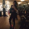 Sur Instagram, le mannequin Sarah Stage enceinte et à la salle de sport a ajouté une photo le 23 janvier 2015