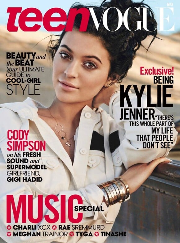 Kylie Jenner en couverture du numéro de mai 2015 du magazine Teen Vogue. Photo par Giampaolo Sgura.