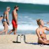 Exclusif - Erin Heatherton en bikini sur la plage de Coogee Beach à Sydney en Australie le 14 avril 2015.