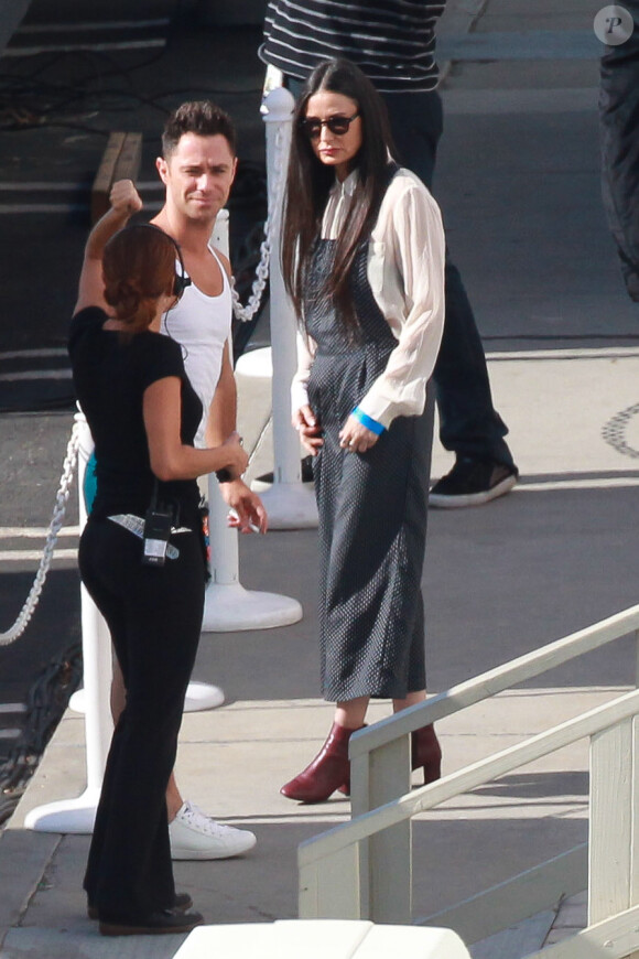 Demi Moore et son ancienne belle-mère Marlene Willis (la mère de Bruce Willis) sur le tournage de Dancinw With The Stars pour soutenir Rumer Willis à Hollywood, Los Angeles, le 20 avril 2015
