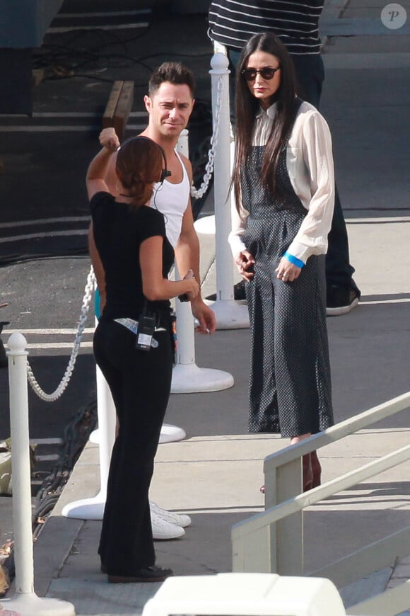 Demi Moore et son ancienne belle-mère Marlene Willis (la mère de Bruce Willis) sur le tournage de Dancinw With The Stars pour soutenir Rumer Willis à Hollywood, Los Angeles, le 20 avril 2015