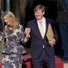 La reine Maxima et le roi Willem-Alexander des Pays-Bas lors d'un événement le 23 avril 2015 à Amsterdam en vue du 48e anniversaire, le 27.