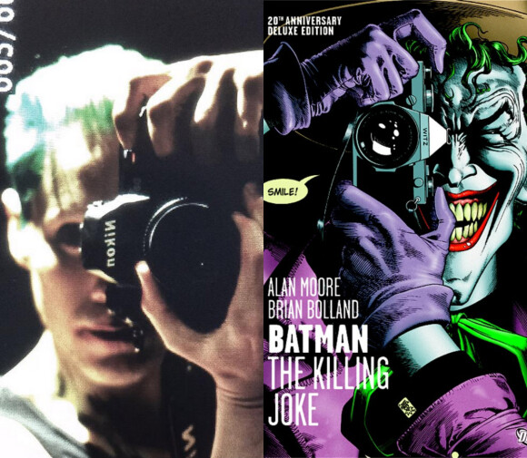 À gauche : Jared Leto en Joker pour "Suicide Squad" de David Ayer, avril 2015. À droite, le Joker en couverture du comic "Batman: The Killing Joke".