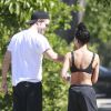 Exclusif - Robert Pattinson et sa fiancée la chanteuse FKA Twigs vont à une séance de gym à Los Angeles, le 18 avril 2015. Les tourtereaux inséparables jusque dans l'effort !