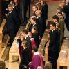 Le roi Felipe VI et la reine Letizia d'Espagne assistaient le 27 avril 2015 en la Sagrada Familia à Barcelone à la cérémonie religieuse en hommage aux 150 victimes du crash aérien de la Germanwings survenu le 24 mars.