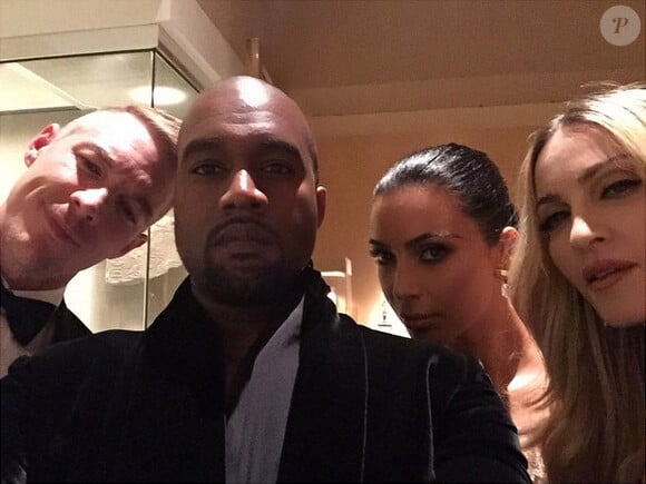 Diplo, Kanye West, Kim Kardashian et Madonna lors du Met Gala 2015 au Metropolitan Museum of Art, à New York. Photo publiée le 5 mai 2015.
