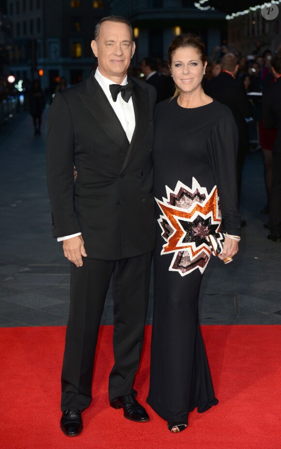 Tom Hanks et sa femme Rita Wilson - Premiere du film "Captain Phillips" a Londres, le 9 octobre 2013.