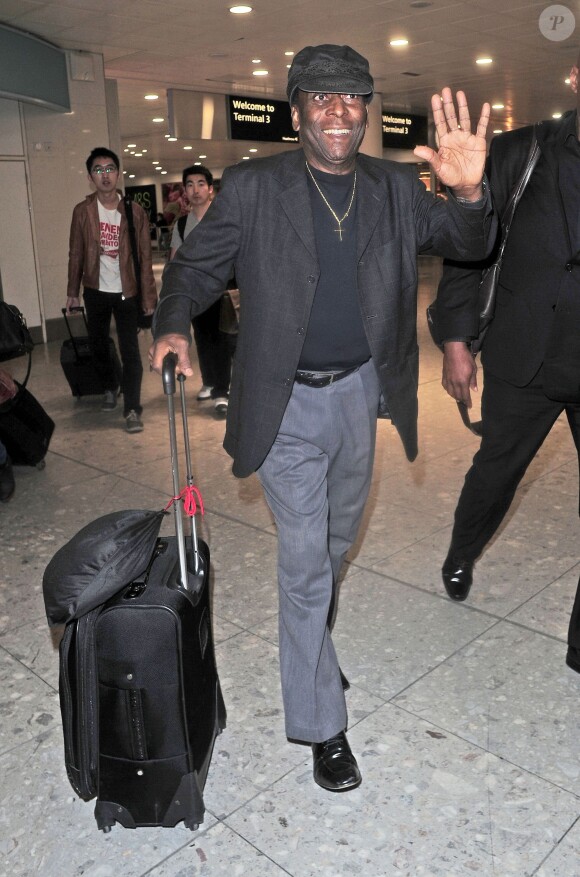Pelé à l'aéroport d'Heathrow à Londres, le 21 avril 2015