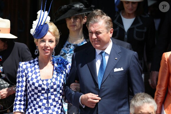 Charles et Camilla de Bourbon des Deux-Siciles lors du baptême des enfants princiers Jacques et Gabriella en la cathédrale Notre-Dame-Immaculée de Monaco le 10 mai 2015