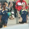 Les filles de Brad Pitt et Angelina Jolie, Zahara et Shiloh, quittant leur entraînement de football à Los Angeles. Le 9 mai 2015