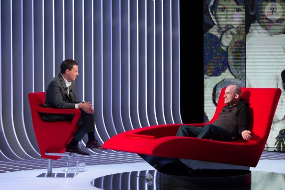 Exclusif - Enregistrement de l'émission Le Divan présentée par Marc-Olivier Fogiel, avec l'écrivain et philosophe Alexandre Jollien en invité, le 24 avril 2015.