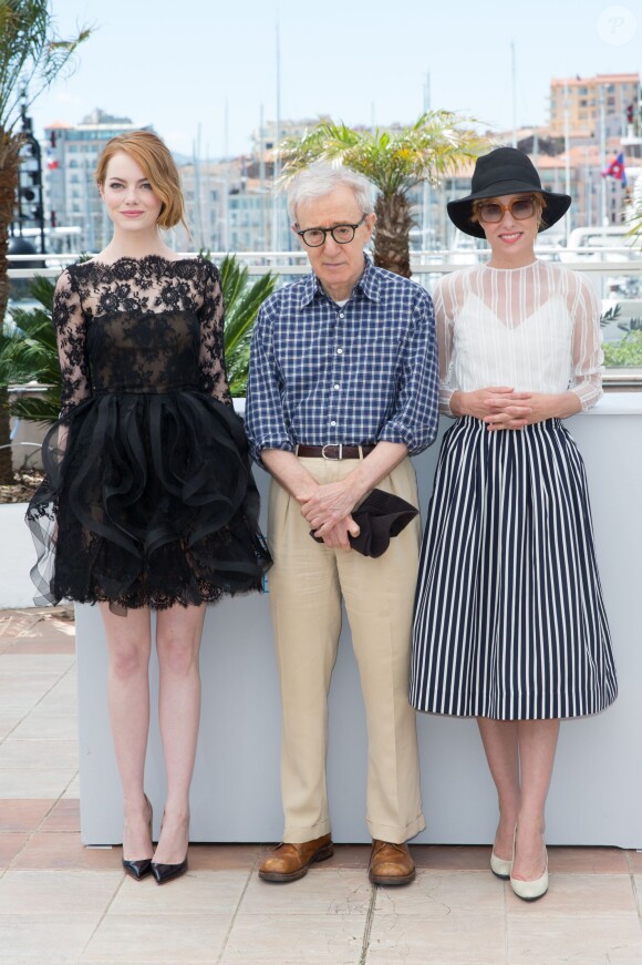 Emma Stone, Woody Allen, Parker Posey - Photocall du film "L'Homme irrationnel" ("Irrational Man") lors du 68e Festival international du film de Cannes le 15 mai 2015