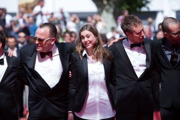 Urs Rechn, Clara Royer, Laszlo Nemes - Montée des marches du film "Le fils de Saul" lors du 68e Festival International du Film de Cannes, le 15 mai 2015