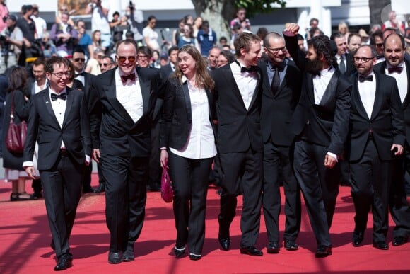 Urs Rechn, Clara Royer, Laszlo Nemes, Matyas Erdely, Geza Rohrig, Gabor Sipos - Montée des marches du film "Le fils de Saul" lors du 68e Festival International du Film de Cannes, le 15 mai 2015