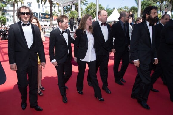 Clara Royer, Urs Rechn, Matyas Erdely, Geza Rohrig - Montée des marches du film "Le fils de Saul" lors du 68e Festival International du Film de Cannes, le 15 mai 2015