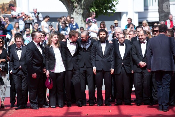 Urs Rechn, Clara Royer, Laszlo Nemes, Matyas Erdely, Geza Rohrig, Gabor Sipos, Gabor Rajna - Montée des marches du film "Le fils de Saul" lors du 68e Festival International du Film de Cannes, le 15 mai 2015