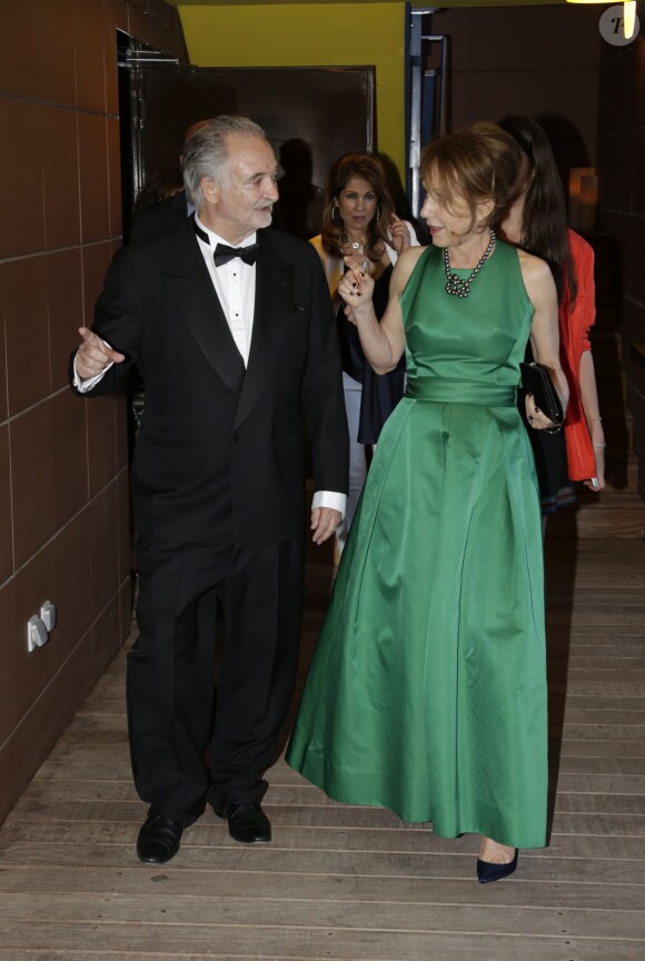 Jacques Attali et Nathalie Baye lors du dîner pour la fondation Positive Planet (ex Planet Finance) au Silencio, Cannes, le 15 mai 2015.