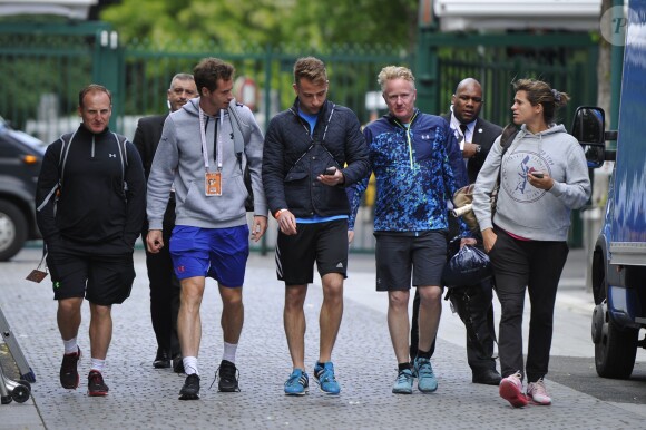 Andy Murray et Amélie Mauresmo dans les allées de Roland-Garros à Paris le 19 mai 2015
