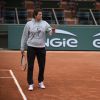 Andy Murray et Amélie Mauresmo, enceinte, à l'entraînement à Roland-Garros à Paris le 19 mai 2015