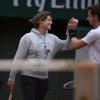 Andy Murray et Amélie Mauresmo, complices à l'entraînement à Roland-Garros à Paris le 19 mai 2015