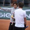 Andy Murray et Amélie Mauresmo à l'entraînement à Roland-Garros à Paris le 19 mai 2015