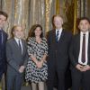 Tony Estanguet, Jean Gachassin, Anne Hidalgo, Bernard Lapasset lors de la remise de la médaille Grand vermeil de la ville de Paris à Rafael Nadal, le 21 mai 2015