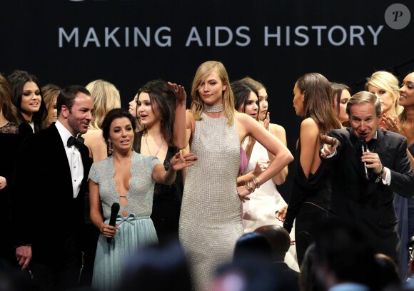 Tom Ford, Eva Longoria et Karlie Kloss - Soirée "AmfAR's 22nd Cinema Against AIDS" à l'Eden Roc au Cap d'Antibes lors du 68ème festival international du film de Cannes. Le 21 mai 2015.