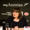 Lisa Angell, candidate française, en conférence de presse à l'Eurovision à Vienne le 20 mai 2015