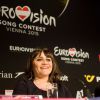 Lisa Angell en conférence de presse à l'Eurovision à Vienne le 20 mai 2015