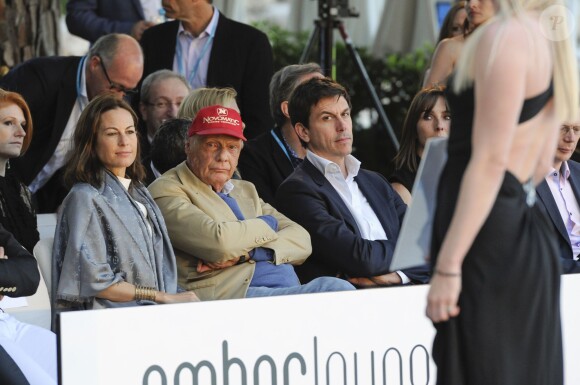 Niki Lauda et sa femme Birgit, Toto Wolff - "Amber Lounge Fashion and Auction Party" à l'hôtel Méridien à Monaco, le 22 mai 2015. Dans le cadre du Grand Prix de Formule 1 de Monaco, des pilotes automobiles et leurs femmes ont défilé pour la bonne cause. 22/05/2015 - Monaco