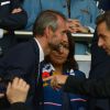 Anne Hidalgo, Nicolas Sarkozy et Jean-Claude Blanc lors du dernier match de la saison du Paris Saint-Germain au Parc des Princes le 23 mai 2015 face à Reims à Paris