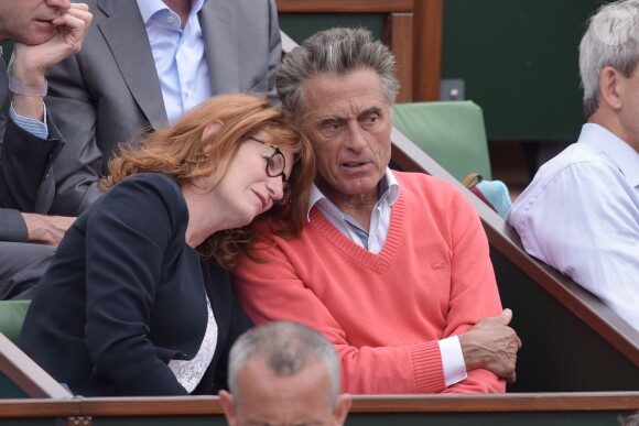 Gérard Holtz et sa femme Muriel Mayette à Roland-Garros le 26 mai 2015.